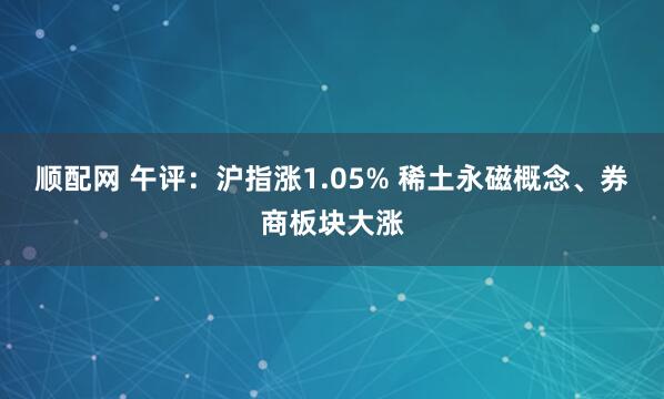顺配网 午评：沪指涨1.05% 稀土永磁概念、券商板块大涨