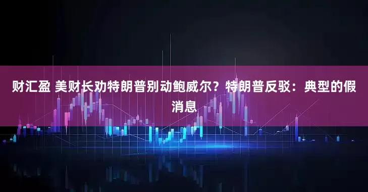 财汇盈 美财长劝特朗普别动鲍威尔？特朗普反驳：典型的假消息